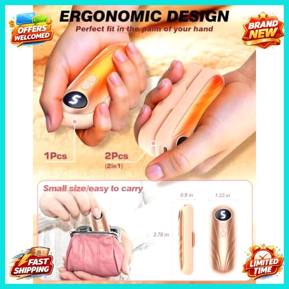 Rechargeable Hand Warmers 2 Pack, 6000mAh, 5 Heat Levels, LED Display, Portable - Picture 6 of 6